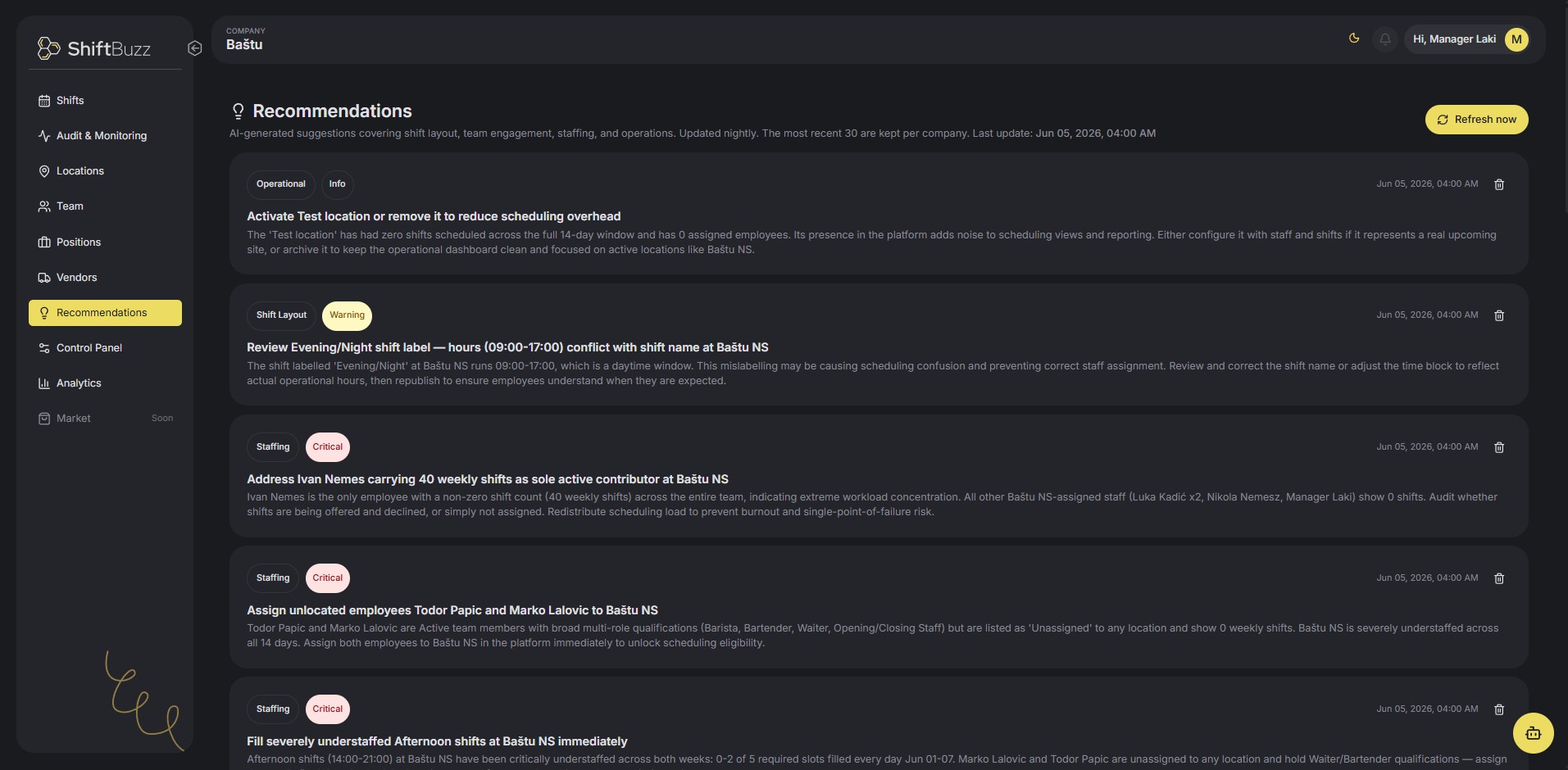 ShiftBuzz AI Recommendations