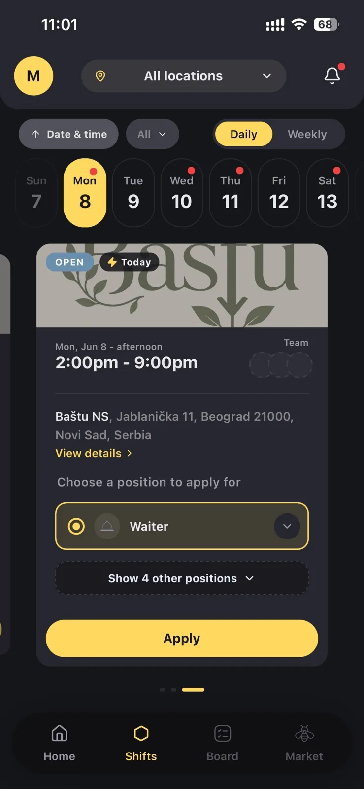 Choosing a position