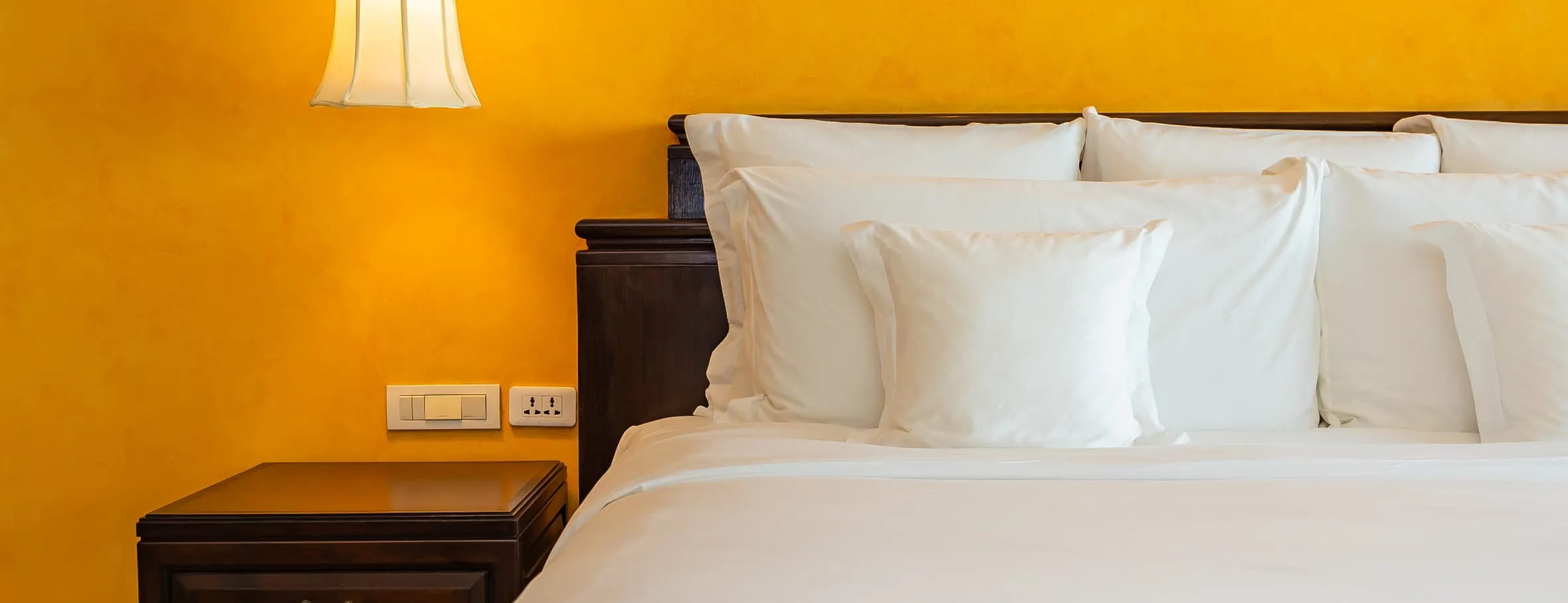 A hotel room made up for the next guest
