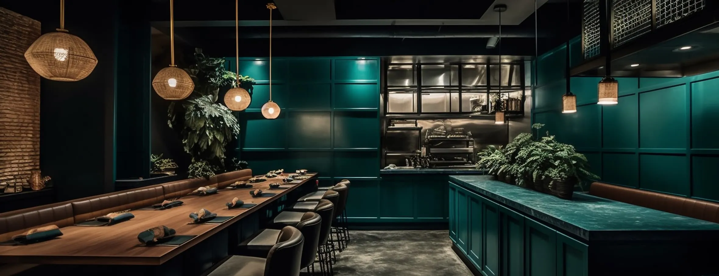 A restaurant room filling up for dinner service